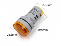 Электронный встраиваемый вольтметр круглый AD16-22DSV, 30В-500В (переменное напряжение)