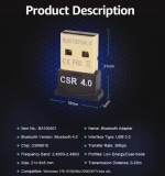 USB адаптер Bluetooth CSR V4.0 Dongle Adapter повышенной дальности 20м, чип CSR8510, 3Mbps