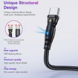 Кабель USB Type C - USB Type C (PD-PD) 1м, максимальный ток 3А, 60Вт, поворот 180°, с защитой от изломов, USLION