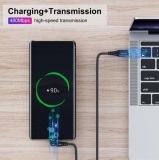 Кабель USB Type C - USB Type C (PD-PD) 1м, максимальный ток 3А, 60Вт, поворот 180°, с защитой от изломов, USLION