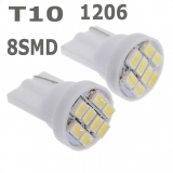 Светодиодная лампа для автомобиля цоколь T10, 12В, 8 SMD светодиодов 1206/3020