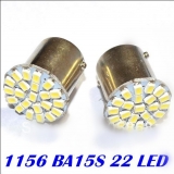 Светодиодная лампа для автомобиля, цоколь 1156 BA15S, 12В, 135 Люмен, 22 SMD светодиодов 1206/3020 для сигнала поворота