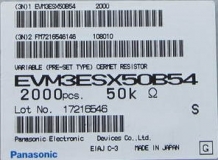 Потенциометр EVM3ESX50B54 50 КОм, 3мм, 0.15Вт (70°C ), ± 25%
