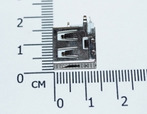 USB разъем с контактами на 90 градусов (мама, короткий корпус 14 мм)
