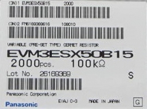 Потенциометр EVM3ESX50B15 100 КОм, 3мм, 0.15Вт (70°C ), ± 25%