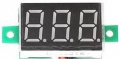 Бескорпусной электронный встраиваемый вольтметр 0-200В (красный)