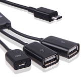 USB OTG концентратор с двумя портами USB:  microUSB (папа) - 2 USB2.0 с дополнительным питанием microUSB (мама)
