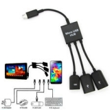 USB OTG концентратор с двумя портами USB:  microUSB (папа) - 2 USB2.0 с дополнительным питанием microUSB (мама)