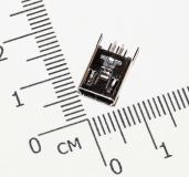 Разъем mini-USB на плату, контакты 180 град.  (мама)