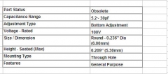 Конденсатор подстроечный  5.5-30 пФ, d=6 мм, JML06-1-30p