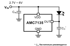AMC7135 Линейный стабилизатор тока для светодиодов 350mA / 2.7 - 6 В SOT-89