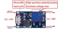 Модуль DC-DC повышающий MT3608  с 2В - 24В до 5В - 28В, до 2А, вход micro USB
