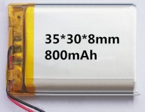 Литий-полимерный аккумулятор 3,7В  083035 803035 900mah (устройства: Bluetooth, MP3, MP4 )