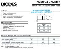 ZMM12, Стабилитрон 12В, 5%, 0.5Вт, MiniMELF