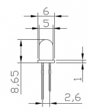 Светодиод желтый 5мм (1.8-2.2В, 5mA-20mA) F5 8000 mcd 585-595nm 20-25 degree