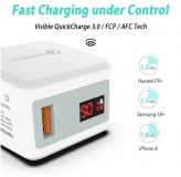 Адаптер питания - зарядное устройство AC 100-240В - DC 18 Вт USB QC3.0 5В 3А, 9В 2А, 12В 1.5А с вольтметром и амперметром (для зарядки планшетов и смартфонов)
