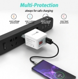 Адаптер питания - зарядное устройство AC 100-240В - DC 18 Вт USB QC3.0 5В 3А, 9В 2А, 12В 1.5А с вольтметром и амперметром (для зарядки планшетов и смартфонов)