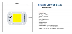 Сверхяркий COB светодиод 50 Вт белый цвет 6000-6500К 4000-4500 Lm 220-240В AC