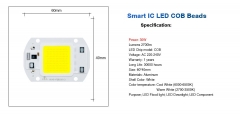 Сверхяркий COB светодиод 30 Вт теплый белый цвет 2700-3200К 2700 Lm 220-240В AC