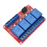Модуль реле 4-х канальный для Arduino (с оптронной изоляцией 12В, (hight and low level trigger, реле TONGLING)