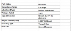 Конденсатор подстроечный  10-60 пФ, d=6 мм, JML06-1-60p