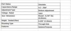 Конденсатор подстроечный  4.2-20 пФ, d=6 мм, JML06-1-20p