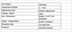 Конденсатор подстроечный  3-10 пФ, d=6 мм, JML06-1-10p