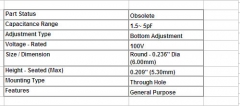 Конденсатор подстроечный  1.5-5 пФ, d=6 мм, JML06-1-5p