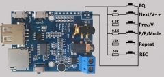 Аудио модуль MP3+WMA +WAV Decoder,  2W, TF Card, Audio AUX, управление с пульта