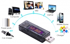 Электронный портативный USB-тестер с LCD-экраном и поддержкой QC2.0 и QC3.0 (напряжение 3.7-20 В, ток 0-3.3 А, время, емкость)