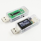 Электронный портативный OLED USB-тестер 9 в 1 (напряжение  3.30-33В, ток 0-5А, мощность, емкость, температура, время зарядки) USB2.0, 3 разряда, синиЙ, белый, черный