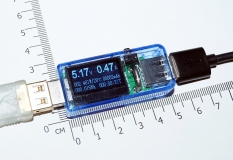 Электронный портативный OLED USB-тестер 9 в 1 (напряжение  3.30-33В, ток 0-5А, мощность, емкость, температура, время зарядки) USB2.0, 3 разряда, синиЙ, белый, черный