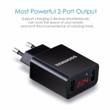Адаптер питания - зарядное устройство AC 100-240В - DC 5В 2,2А два порта USB с вольтметром и амперметром (для зарядки планшетов и смартфонов)