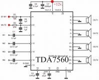 Усилитель TDA7560 УНЧ 4х45Вт QUAD BRIDGE PLUS HSD