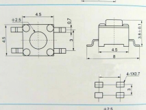 Кнопка тактовая SMD 4,5 * 4,5 * 4,5 мм