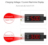 Кабель USB - USB Type C 1м 3А с встроенным вольтметром и амперметром, нейлоновая + металлическая помехозащищенная оплетка
