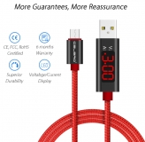 Кабель USB - USB Type C 1м 3А с встроенным вольтметром и амперметром, нейлоновая + металлическая помехозащищенная оплетка