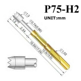 Пружинный контакт-зонд P75-H2, (16.50мм, диаметр 1.02мм/1.3мм, давление пружины 100г)