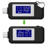 Электронный двухсторонний USB Type-C тестер с графическим дисплеем, поддержкой QC2.0 и QC3.0 (напряжение 4-30 В, ток 0-5.1 А, мощность, время, емкость, температура)