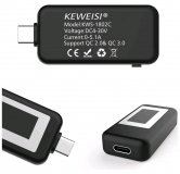 Электронный двухсторонний USB Type-C тестер с графическим дисплеем, поддержкой QC2.0 и QC3.0 (напряжение 4-30 В, ток 0-5.1 А, мощность, время, емкость, температура)