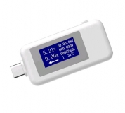 Электронный двухсторонний USB Type-C тестер с графическим дисплеем, поддержкой QC2.0 и QC3.0 (напряжение 4-30 В, ток 0-5.1 А, мощность, время, емкость, температура)