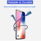 Кабель micro USB - USB 1м угловой, ток 2А, повышенная прочность, отделка джинсовая ткань