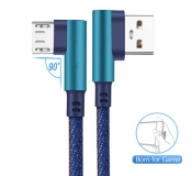 Кабель micro USB - USB 1м угловой, ток 2А, повышенная прочность, отделка джинсовая ткань