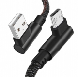Кабель micro USB - USB 1м угловой, ток 2А, повышенная прочность, отделка джинсовая ткань