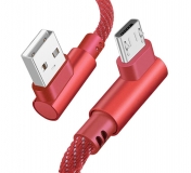 Кабель micro USB - USB 1м угловой, ток 2А, повышенная прочность, отделка джинсовая ткань