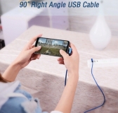 Кабель USB Lightning 8pin 1м угловой, ток 2А, повышенная прочность, отделка джинсовая ткань