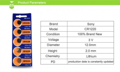 Батарейки CR1220 (Lithium Battery) 3В SONY