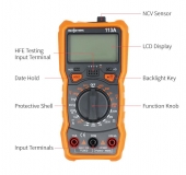 Мультиметр RICHMETERS RM113A с измерением HFE, напряжения, тока, сопротивления, NCV-сенсором, фонариком и магнитным креплением