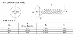 Саморез М2x4 мм с плоской потайной головкой, черный (упаковка 5 шт)