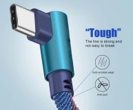 Кабель USB Type C - USB 1м угловой, ток 2А, повышенная прочность, отделка джинсовая ткань